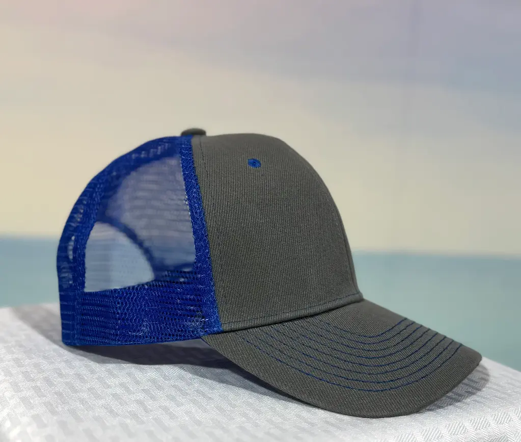 [HT_BKC_2810-RO/DGY]  Trucker Hat - Structured Mesh Cap - Dark Gray/Royal 