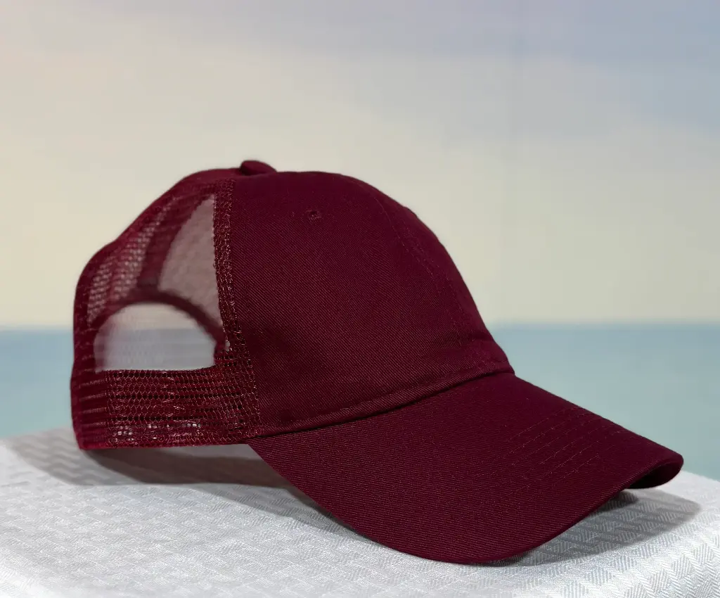 Trucker Hat - Washed Cotton Mesh - Burgundy