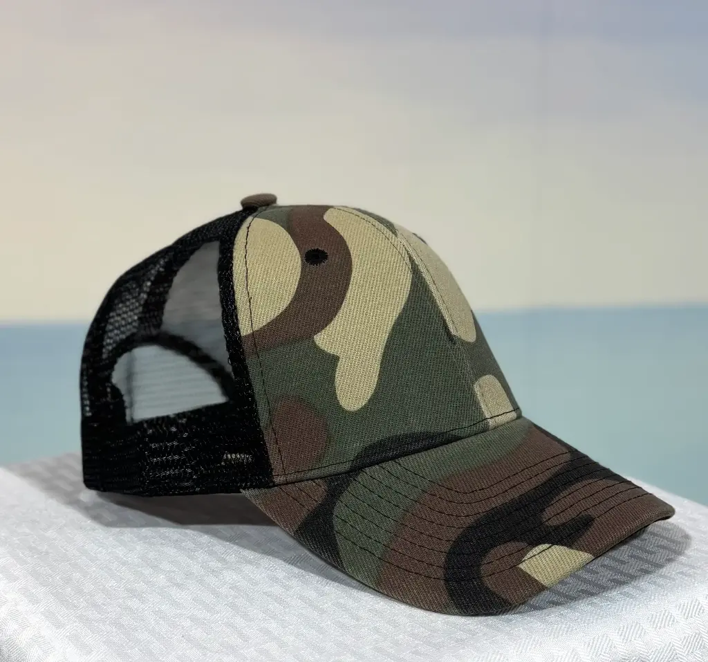 Trucker Hat - Structured Mesh - Green Camo/Black 