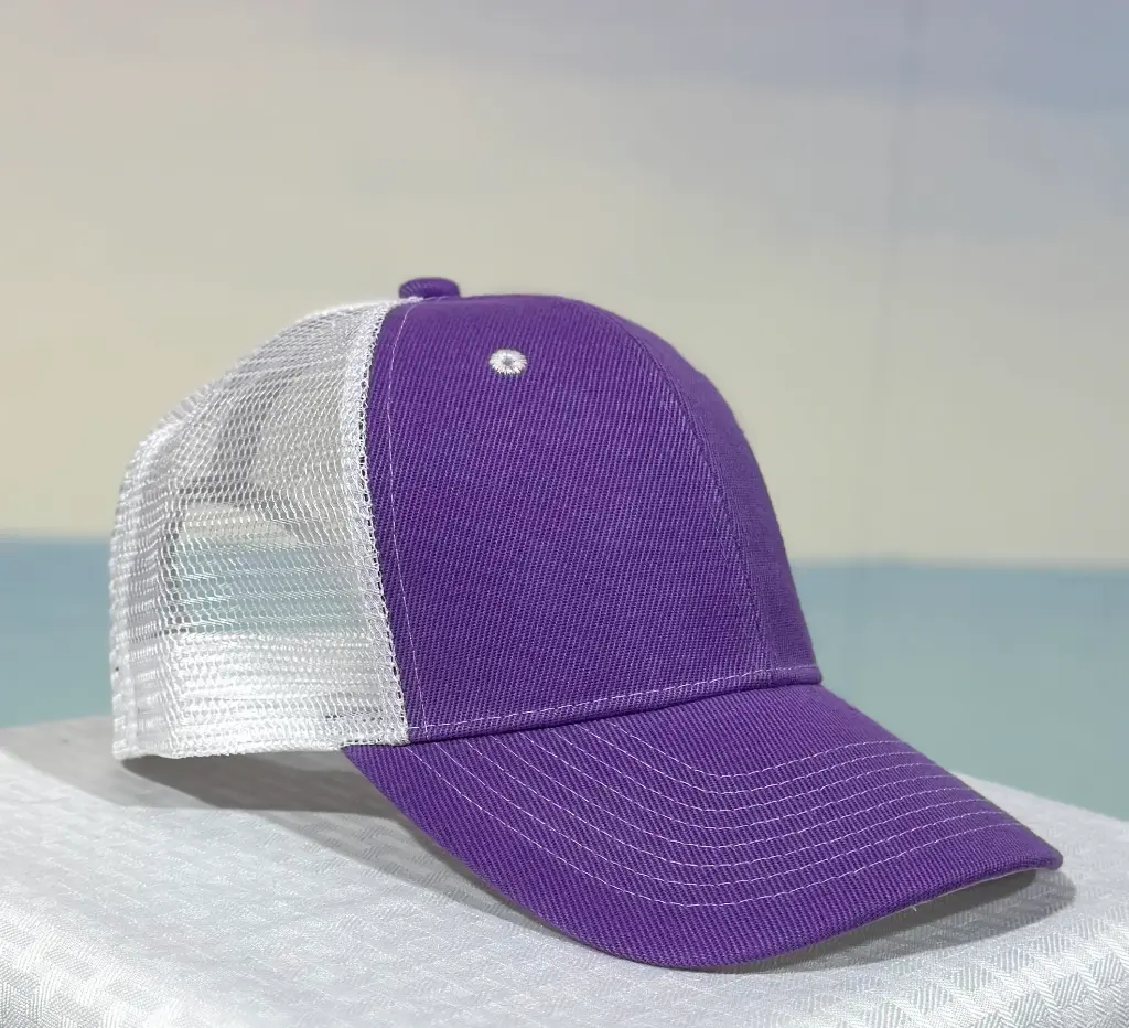 Trucker Hat - Structured Mesh Cap - Purple/White 