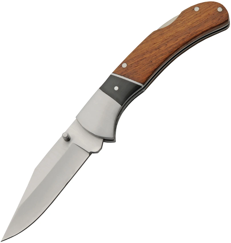 4" Wood Pocket Knife with black inlay