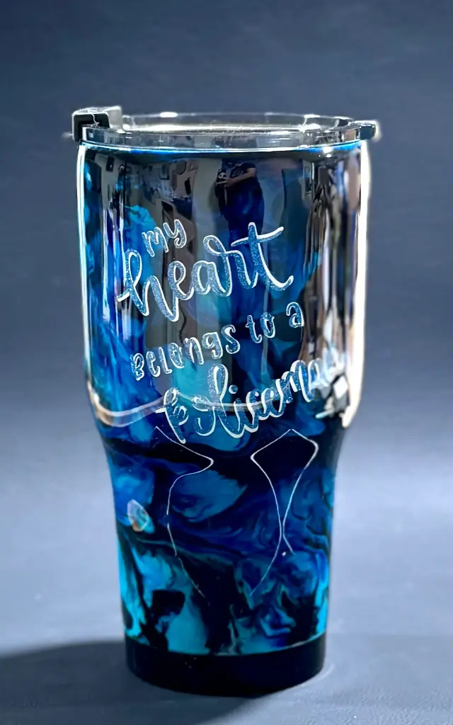 💙 30 oz Stainless Steel Tumbler – “My Heart Belongs to a Policeman”