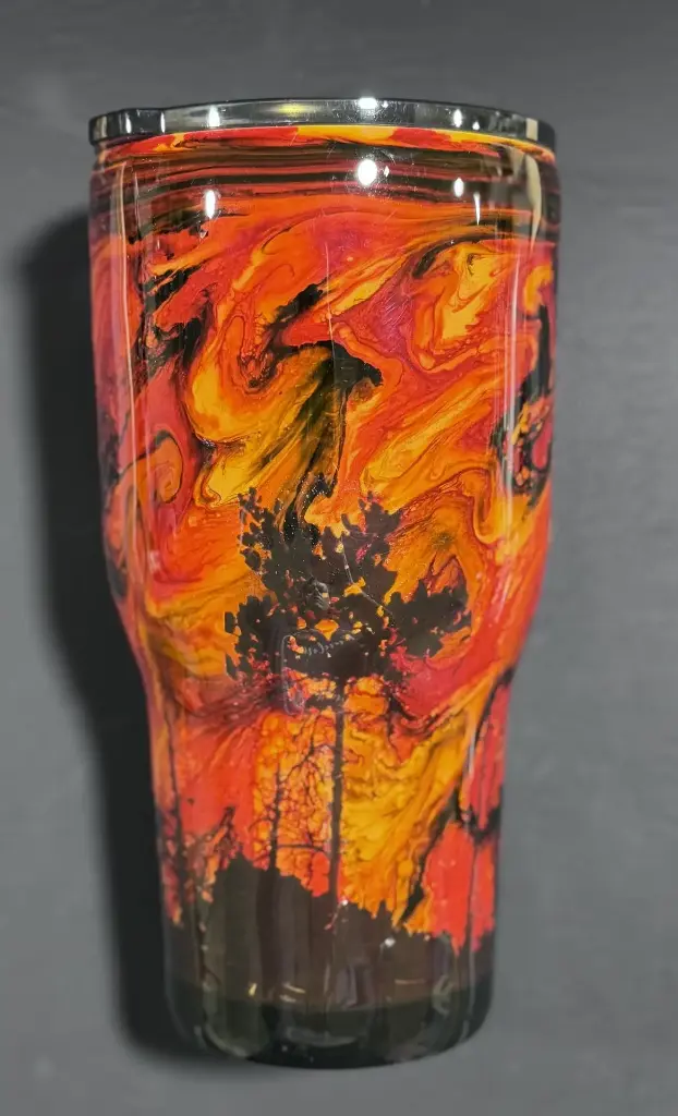 🔥🌲 30 oz Stainless Steel Tumbler – Forest Fire Tribute Design