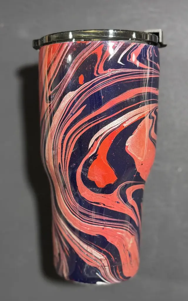 ⭐ 20 oz Stainless Steel Tumbler – Red, Blue & Silver Marble
