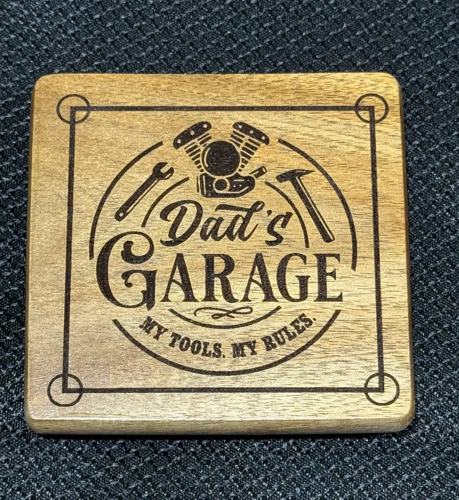 Acacia Wood Square Coaster - Dads Garage
