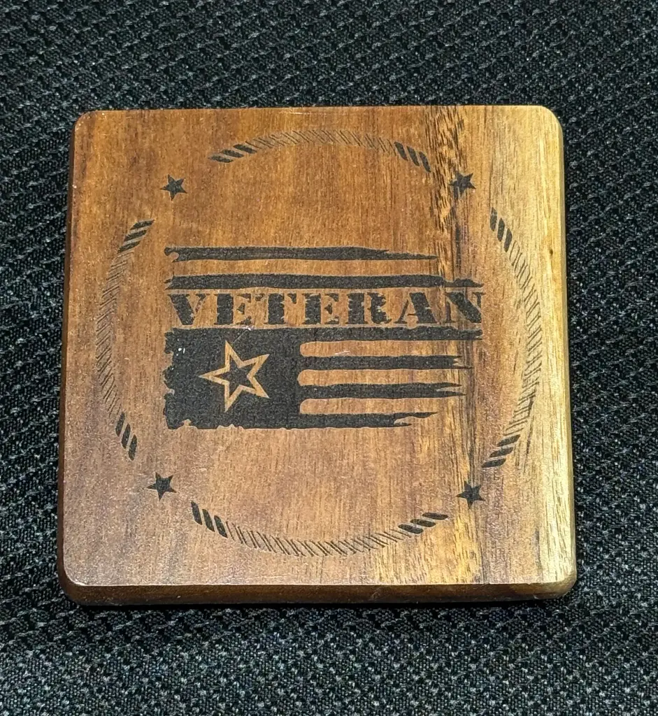 Acacia Wood Square Coaster - Veteran