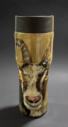 💥 Hand-Painted Stainless Steel Infuser Tumbler – “The Farm Goat”
