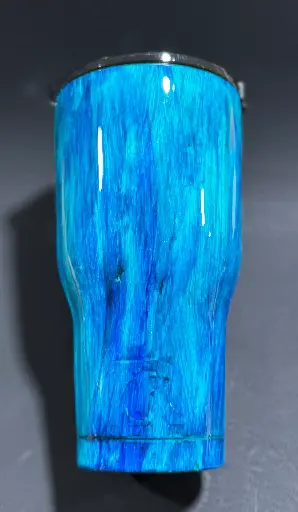 🌊 30 oz Stainless Steel Tumbler – Blue Woodgrain Design