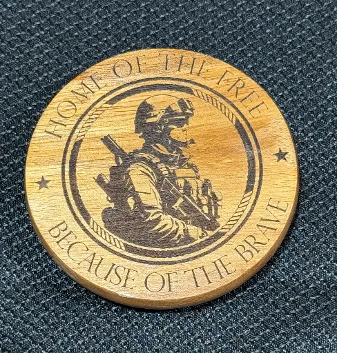 Acacia Wood Round Coaster Home of the Free