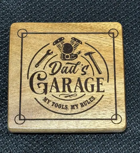 [SWcoaster01] Acacia Wood Square Coaster - Dads Garage