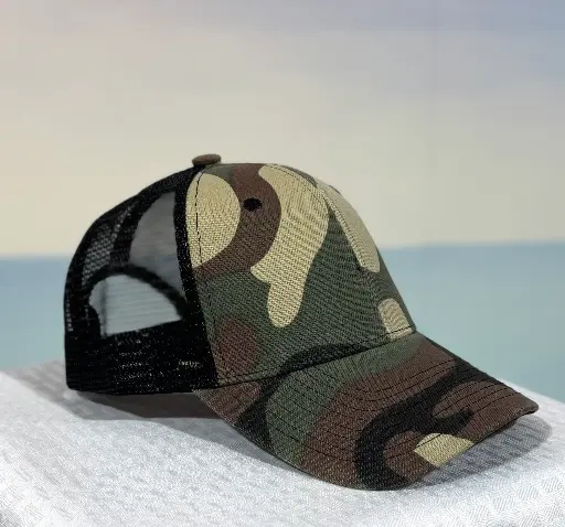 Trucker Hat - Structured Mesh - Green Camo/Black 